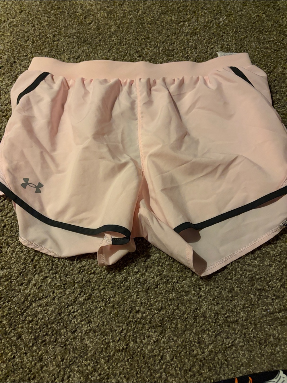 Under Armour Light Pink Athletic Running Shorts with Black Trim